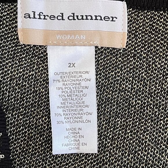 Alfred‎ Dunner Womens Metallic Leopard Cardigan Sweater 2X Black Gold Open Front - Picture 5 of 9